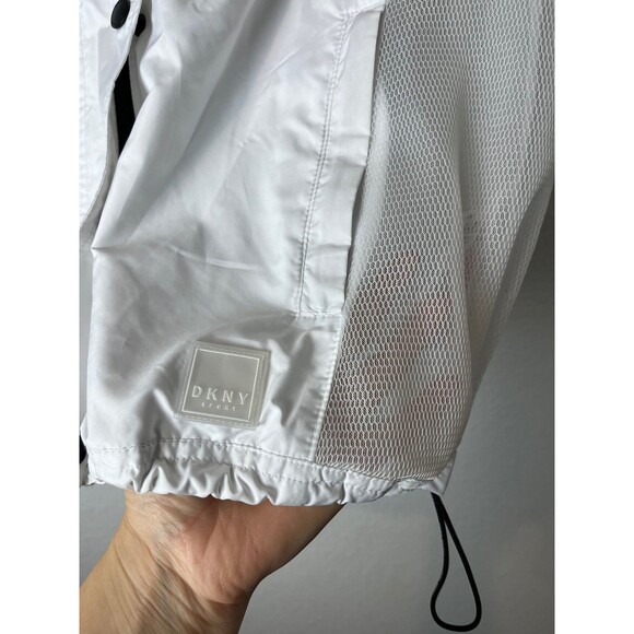 DKNY Sport Jacket Womens Small White Gray Mesh Hooded Windbreaker Lightweight - Picture 4 of 7